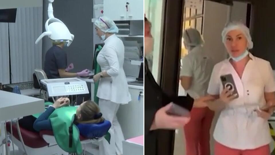 "Не надо сюда приходить с такими вопросами": позиция самого стоматолога. Фото: © скриншот видео