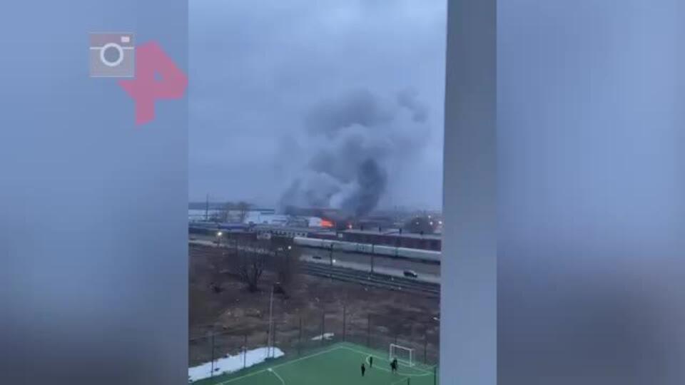 Пожар на складе в Люберцах