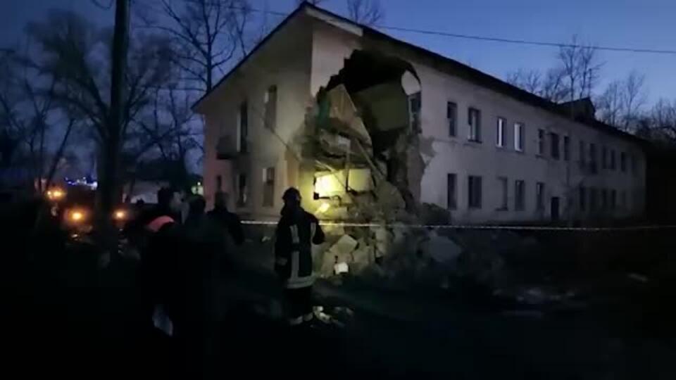 Видео с места обрушения в общежитии в Канске