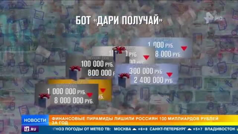 Финансовые пирамиды лишили россиян 100 миллиардов рублей за год