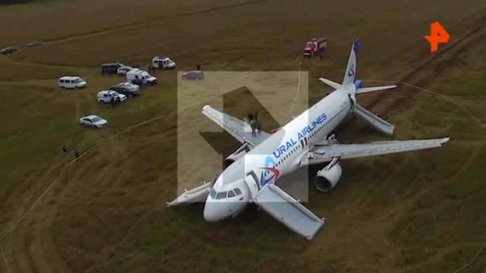 Севший в пшеничном поле самолет А320 сняли с коптера