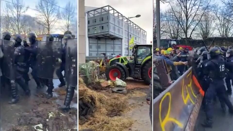 Фермеры завалили навозом административное здание на юго-западе Франции