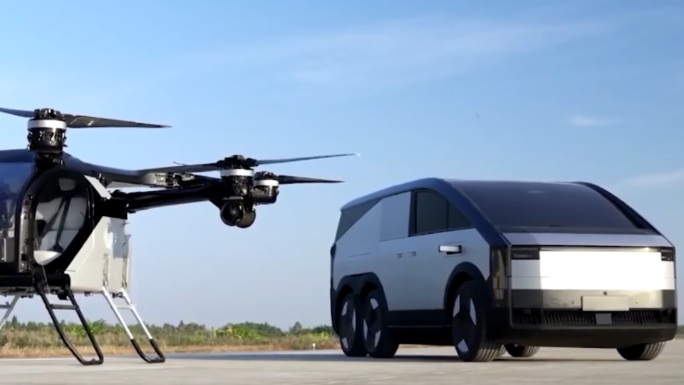 Кибертрак XPeng может стать достойным конкурентом Tesla. Фото: © Кадр из программы "Минтранс", РЕН ТВ