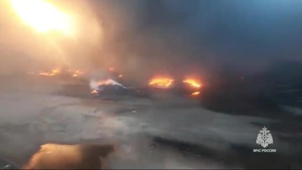 Кадры тушения пожара в Ярославской области