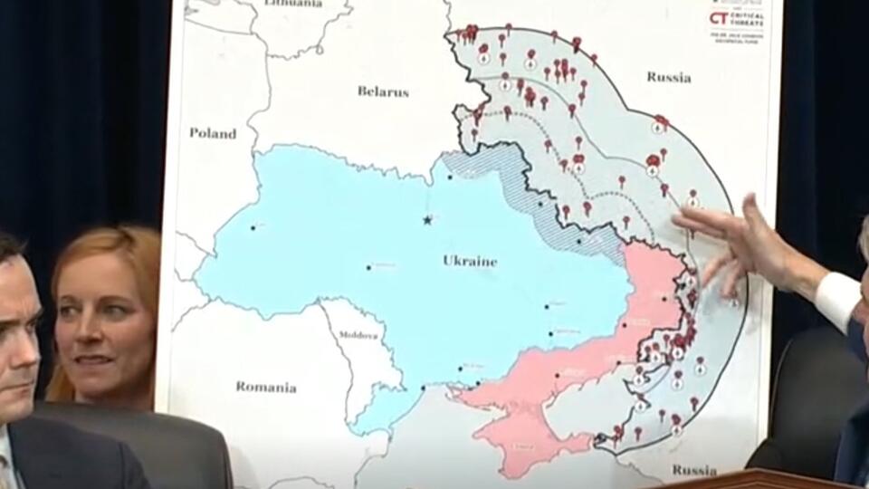 В конгрессе показали карту России с зоной поражения ракетами США