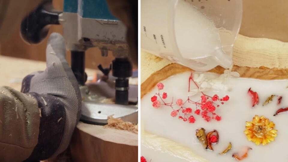 Как сделать столик из эпоксидной смолы и спила. Фото: © Кадры из программы "Самая народная программа" , РЕН ТВ