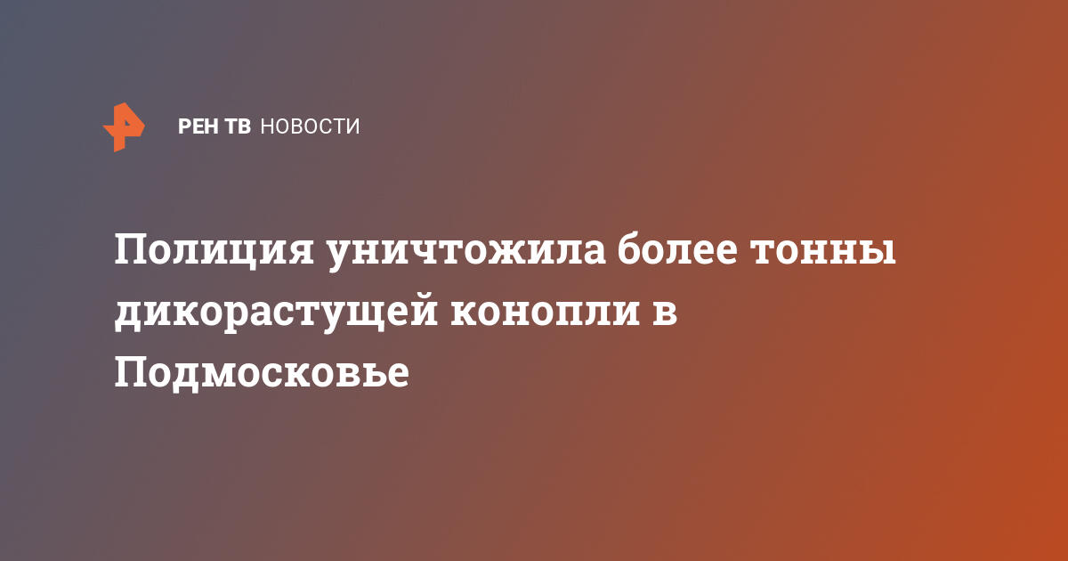 Полиция уничтожила более тонны дикорастущей конопли в подмосковье